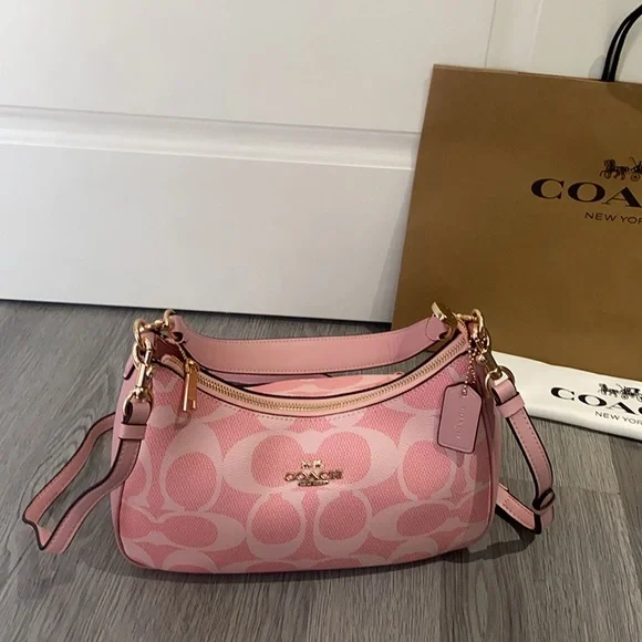 Coach Pink Canvas Shoulder Bag - Picture 4 of 9